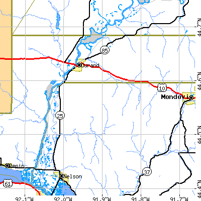 Zip code 54736 close-up map