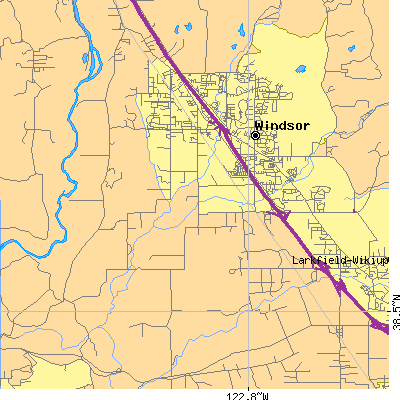 Zip code 95492 close-up map