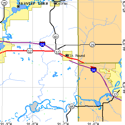 Zip code 54739 close-up map