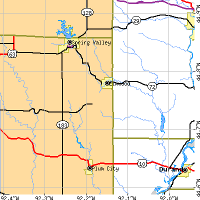 Zip code 54740 close-up map