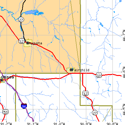 Zip code 54741 close-up map