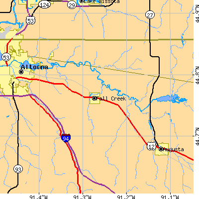 Zip code 54742 close-up map