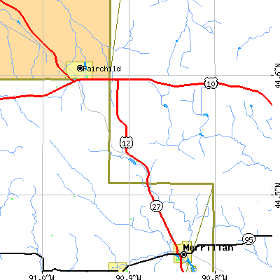 Zip code 54746 close-up map