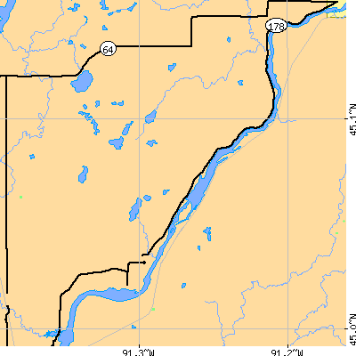 Zip code 54748 close-up map