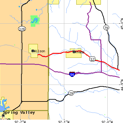 Zip code 54749 close-up map