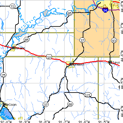 Zip code 54755 close-up map