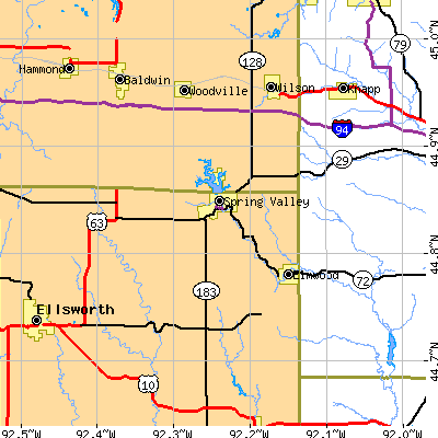 Zip code 54767 close-up map