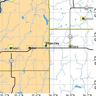 Zip code 54768 close-up map