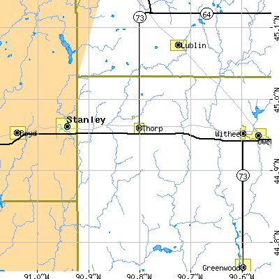 Zip code 54771 close-up map