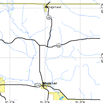 Zip code 54772 close-up map
