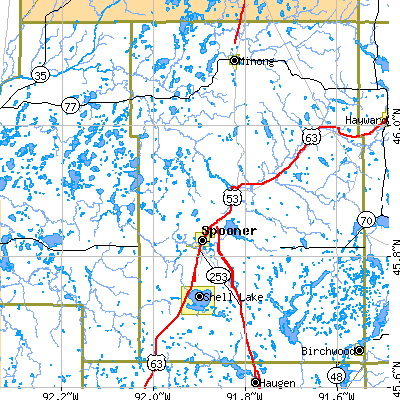 Zip code 54801 close-up map