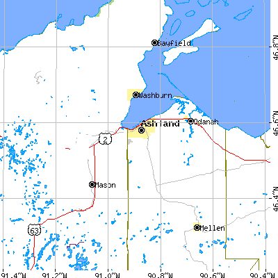 Zip code 54806 close-up map
