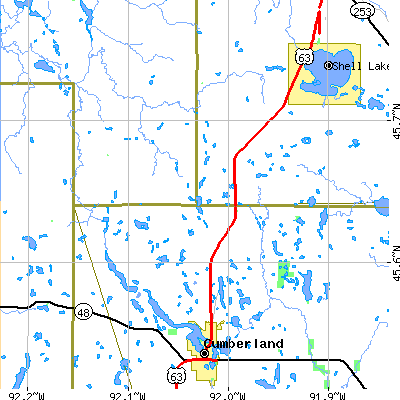 Zip code 54813 close-up map