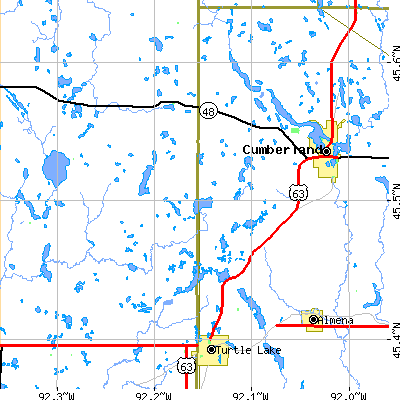 Zip code 54826 close-up map