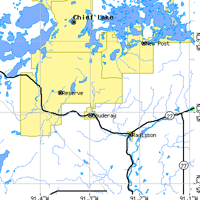 Zip code 54828 close-up map