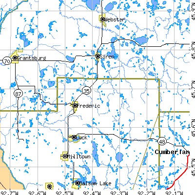Zip code 54837 close-up map