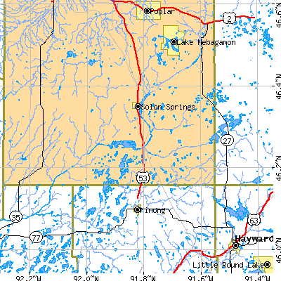 Zip code 54838 close-up map