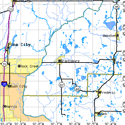 Zip code 54840 close-up map