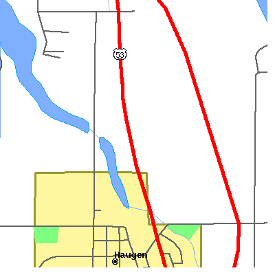 Zip code 54841 close-up map
