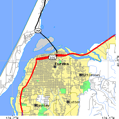 Zip code 95501 close-up map