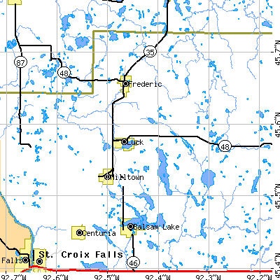 Zip code 54853 close-up map