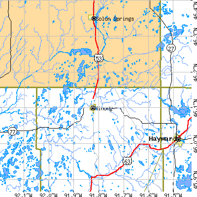 Zip code 54859 close-up map