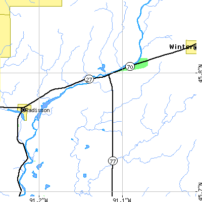 Zip code 54862 close-up map