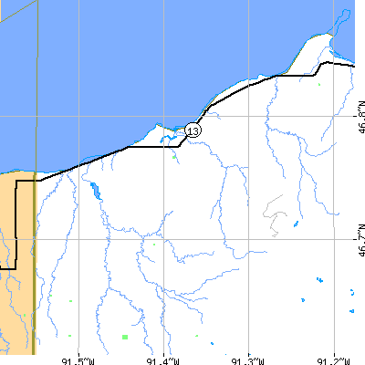 Zip code 54865 close-up map
