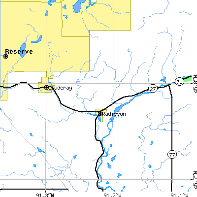 Zip code 54867 close-up map