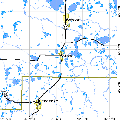 Zip code 54872 close-up map