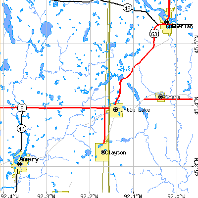 Zip code 54889 close-up map