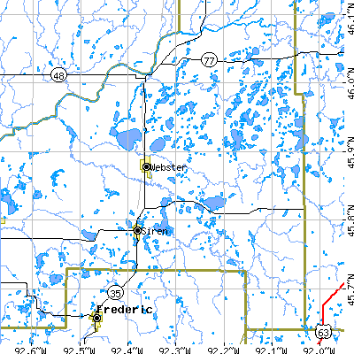 Zip code 54893 close-up map