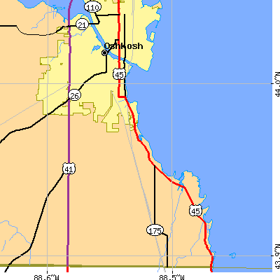 Zip code 54902 close-up map