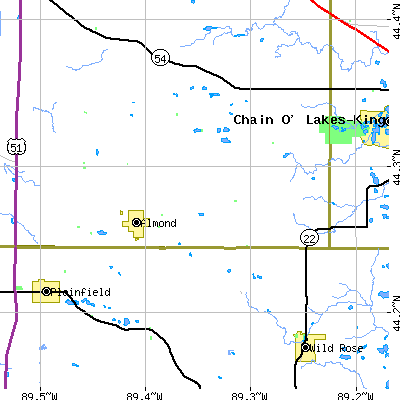 Zip code 54909 close-up map