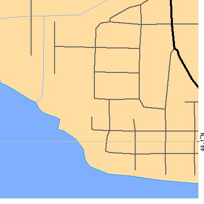 Zip code 54927 close-up map