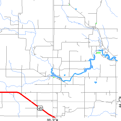 Zip code 54928 close-up map