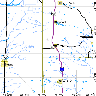 Zip code 54930 close-up map
