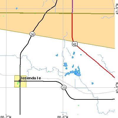 Zip code 54932 close-up map