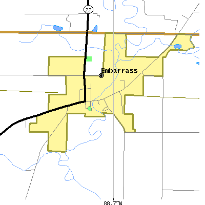 Zip code 54933 close-up map