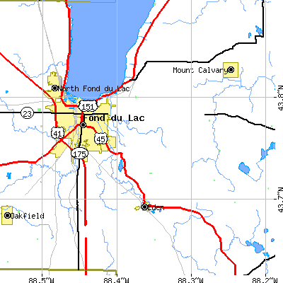 Zip code 54935 close-up map