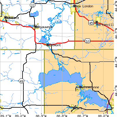 Zip code 54940 close-up map