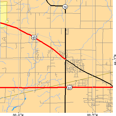 Zip code 54942 close-up map