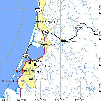 Zip code 95521 close-up map