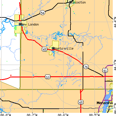 Zip code 54944 close-up map