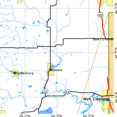 Zip code 54949 close-up map