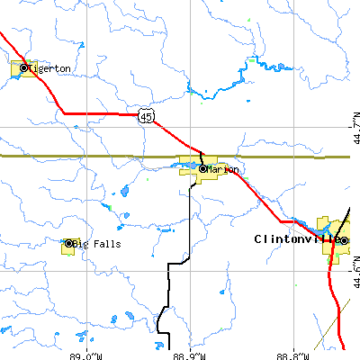 Zip code 54950 close-up map