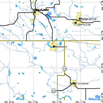 Zip code 54960 close-up map