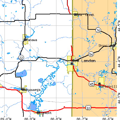 Zip code 54961 close-up map