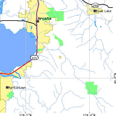 Zip code 95524 close-up map