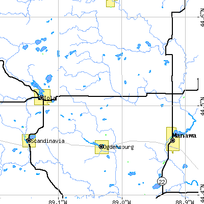 Zip code 54962 close-up map